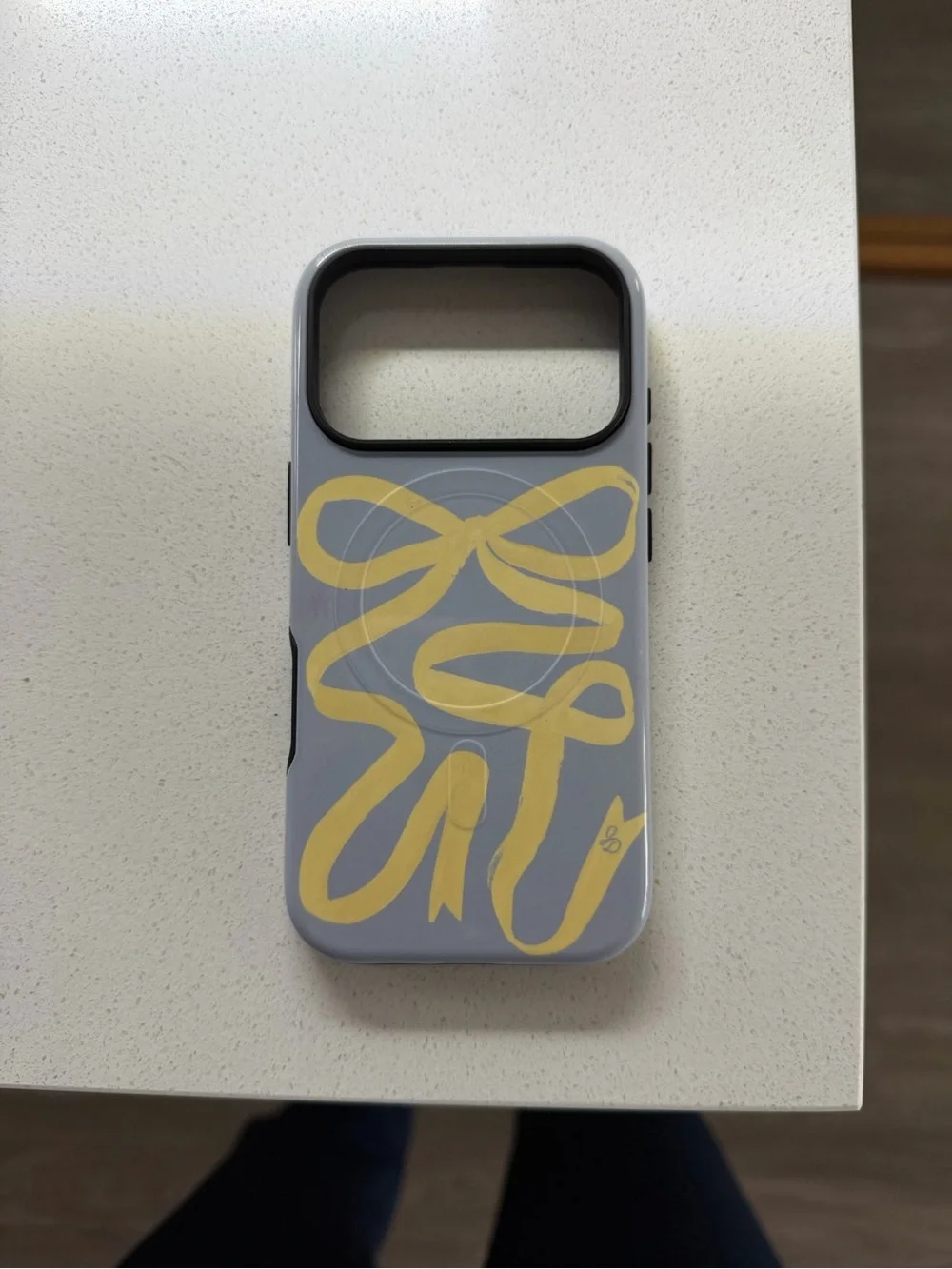 Gray Phone Case with Yellow Ribbon Art - Unbranded